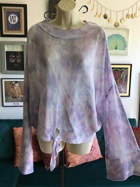 SPIRITUAL GANGSTER size L Kona Sunset Sweater Pullover Pastel Tie Dye Oversized